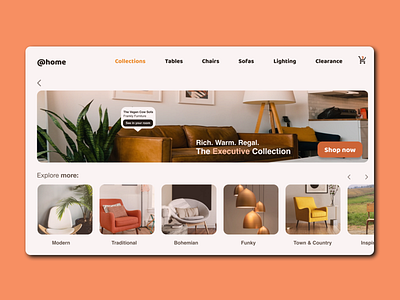Ecommerce UI for a furniture retailer app bohemian brown chair color couch design desktop ecommerce furniture hues modern orange retailer sofa tablet ui ux warm tones
