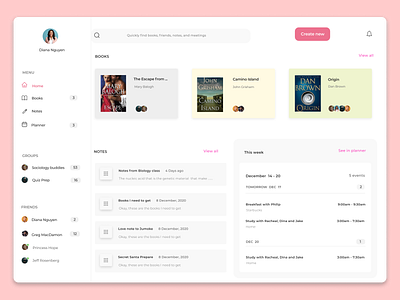 Dashboard - for studies calendar dashboard product design school studies web app web design