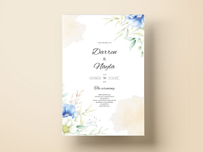 Watercolour floral wedding invitation card template background card design elegant floral flower frame garden greeting illustration invitation invite nature pink spring template vector vintage watercolor wedding