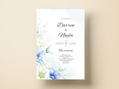 Watercolour floral wedding invitation card template background card design elegant floral flower frame garden greeting illustration invitation invite nature pink spring template vector vintage watercolor wedding