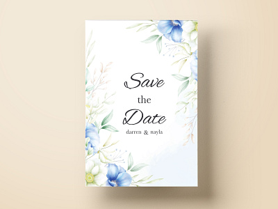 Watercolour floral wedding invitation card template