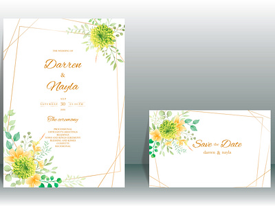 Beautiful watercolor floral wedding invitation card