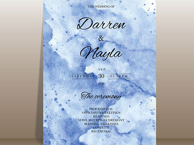 Beautiful watercolor wedding invitation card