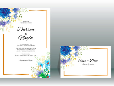 Elegant floral wedding card template design