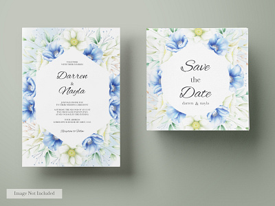 Beautiful wedding invitation template set background card design elegant floral flower frame invitation template vector