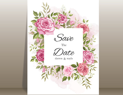 wedding invitation background card design elegant floral flower frame invitation template vector