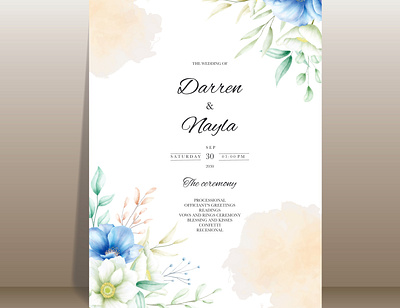 wedding invitation background card design elegant floral flower frame invitation template vector