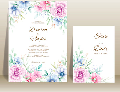 Elegant wedding invitation card background card elegant floral flower frame invitation nature template vector