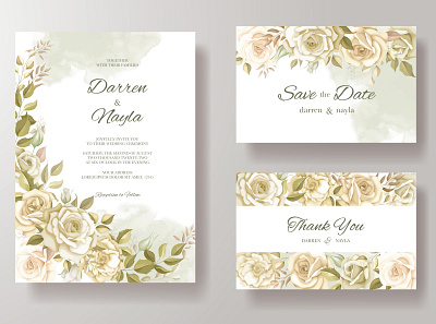 Wedding invitation card background card design elegant floral flower frame invitation template vector