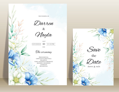 Wedding invitation background card design elegant floral flower frame invitation template vector