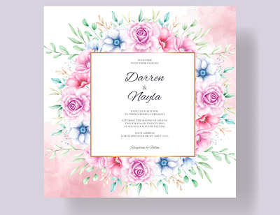 Wedding invitation card floral frame background card design elegant floral flower frame invitation invite template