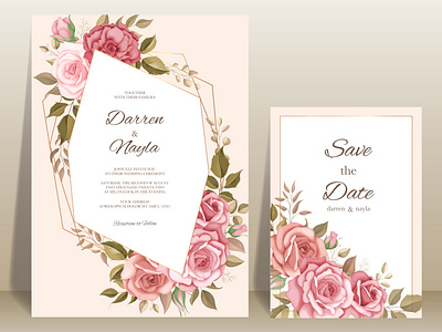 Wedding card with rose decoration