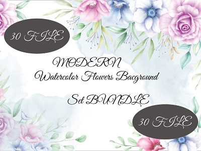 Modern watercolor background bundle background card design elegant floral flower frame invitation spring template