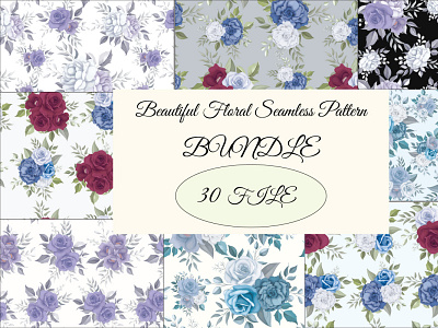 Beautiful floral seamless pattern BUNDLE background card design floral flower frame illustration invitation spring template