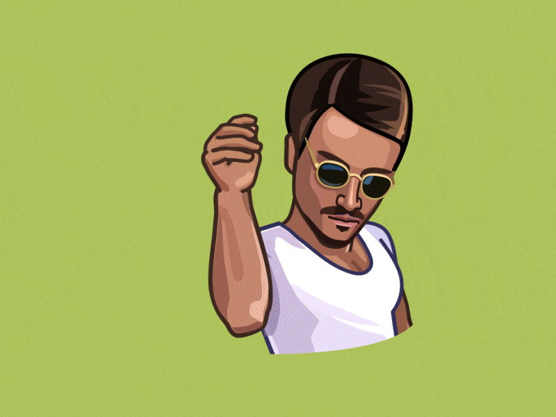 Saltbae adobe aftereffects animated animation celebrity character design emoji face green illustration logo saltbae