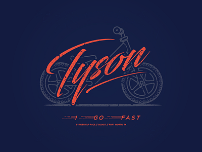 Go Tyson bike fast illustrator kids race screenprint t shirt