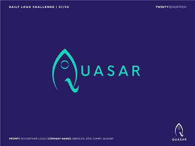Quasar - Rocketship Logo challenge accepted dailylogochallenge illustrator logo rocketship