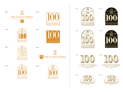 100 Years Golden 100 anniversary concepts hotel logo logos years