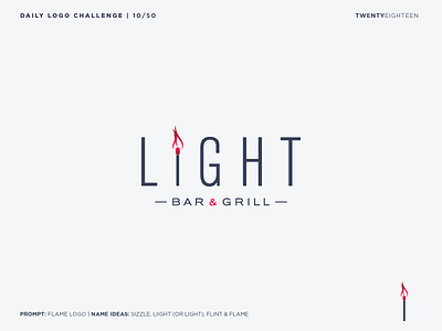 LIGHT bar brand daily logo challenge dlc fire flame grill identity. font logo restaurant type