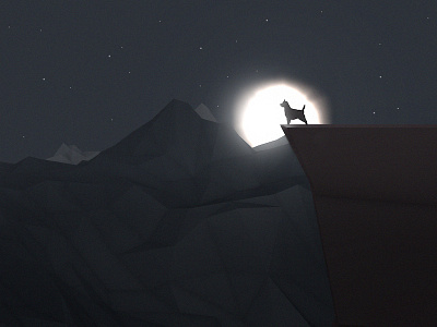 Scout the Adventurer 3d adventure c4d cinema cinema4d dog illustration low poly moon mountains render stars