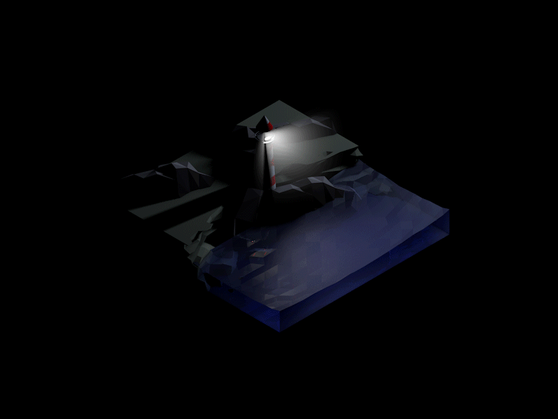 Lighthouse 3d animation c4d cinema geometric illustration isometric lighthouse low poly render waves