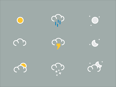 Weather Icons cloud icon icons logo moon rain snow space sun ui ux weather