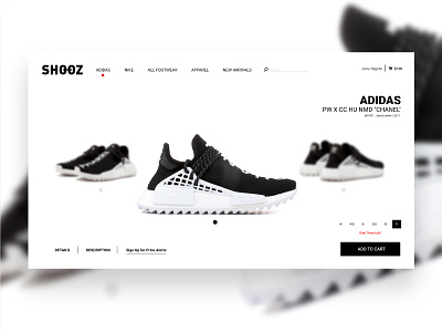 Shoe Product Page UI Concept adidas card cart concept shoe shop ui ux web