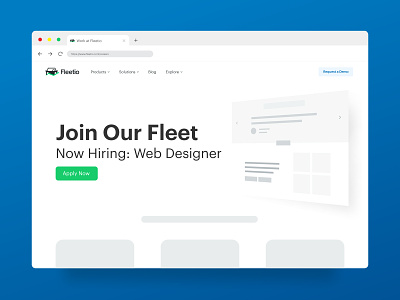 Now Hiring - Web Designer career careers page fleet front end hiring web designer wireframe