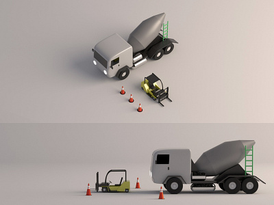 Construction Vehicles 3d c4d cement truck cinema4d construction fleet forklift truck vehicles