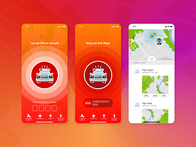 Safety Duo iPhone Screens app design minimal ui ux
