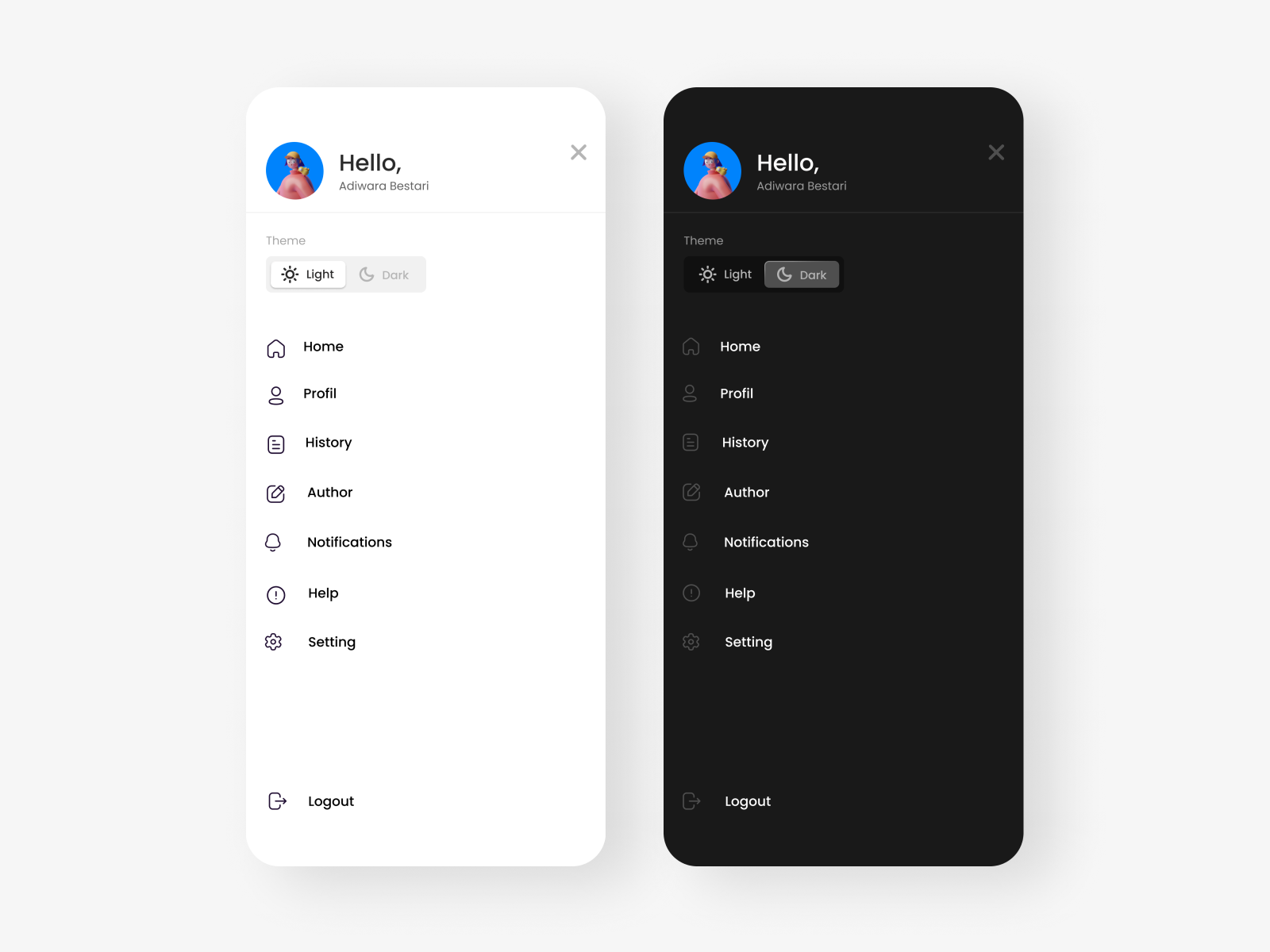 Simple Sidebar Mobile App by Muhammad Khozinul Asror on Dribbble