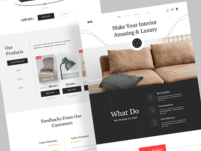 Art. - Furniture Ecommerce Landing Page chair furniture design furniture landing page design furniture website design homepage interior landing page modern furniture modern websitie sofa ui uidesign uiux user interface web web design webpage website