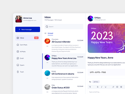 Maily - Email Dashboard app design chat conversation crm dashboard email emailing latter mail mailbox mailing management marketing message product saas simple ui ux web design