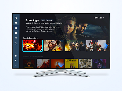 Smart Tv app blue clean movies simple smart tv tv shows ui ux