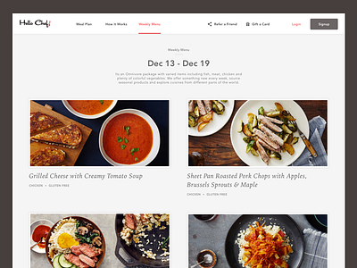 Weekly Menu chef delivery flat food restaurant simple ui ux web design