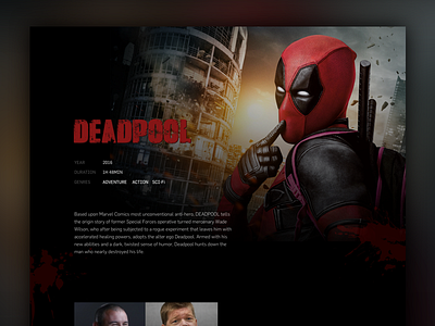 DeadPool Movie action dark deadpool movie simple ui ux web design