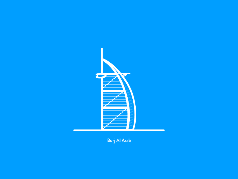 Burj Al Arab blue burj al arab dubai illustration