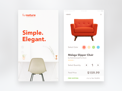 Furnature Ios App clean furniture ios app orange product simple ui ux