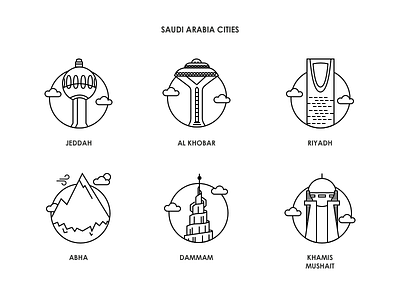 Cities cities icons illustration saudi arabia