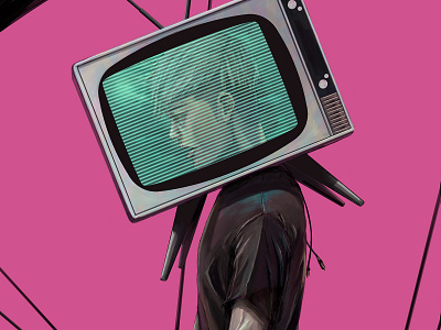 TV Boy boy concept art digital painting illustration man media realistic drawing scene slave control television
