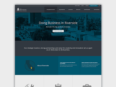 Business in Riverside blue business city design flat graphics grid icons responsive services site web