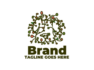 Vines Forming Dog animal combine design grass logo