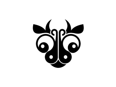 Cow Butterfly animal black white combine design logo