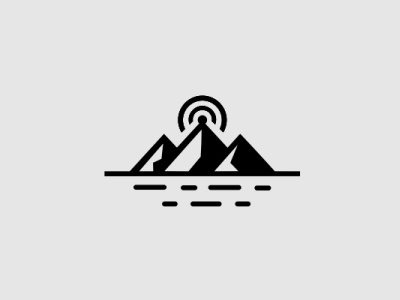 network on top of the mountain black white design logo mountain network object