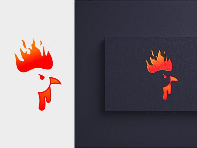 hot chicken animal chicken combine design fire hot logo object