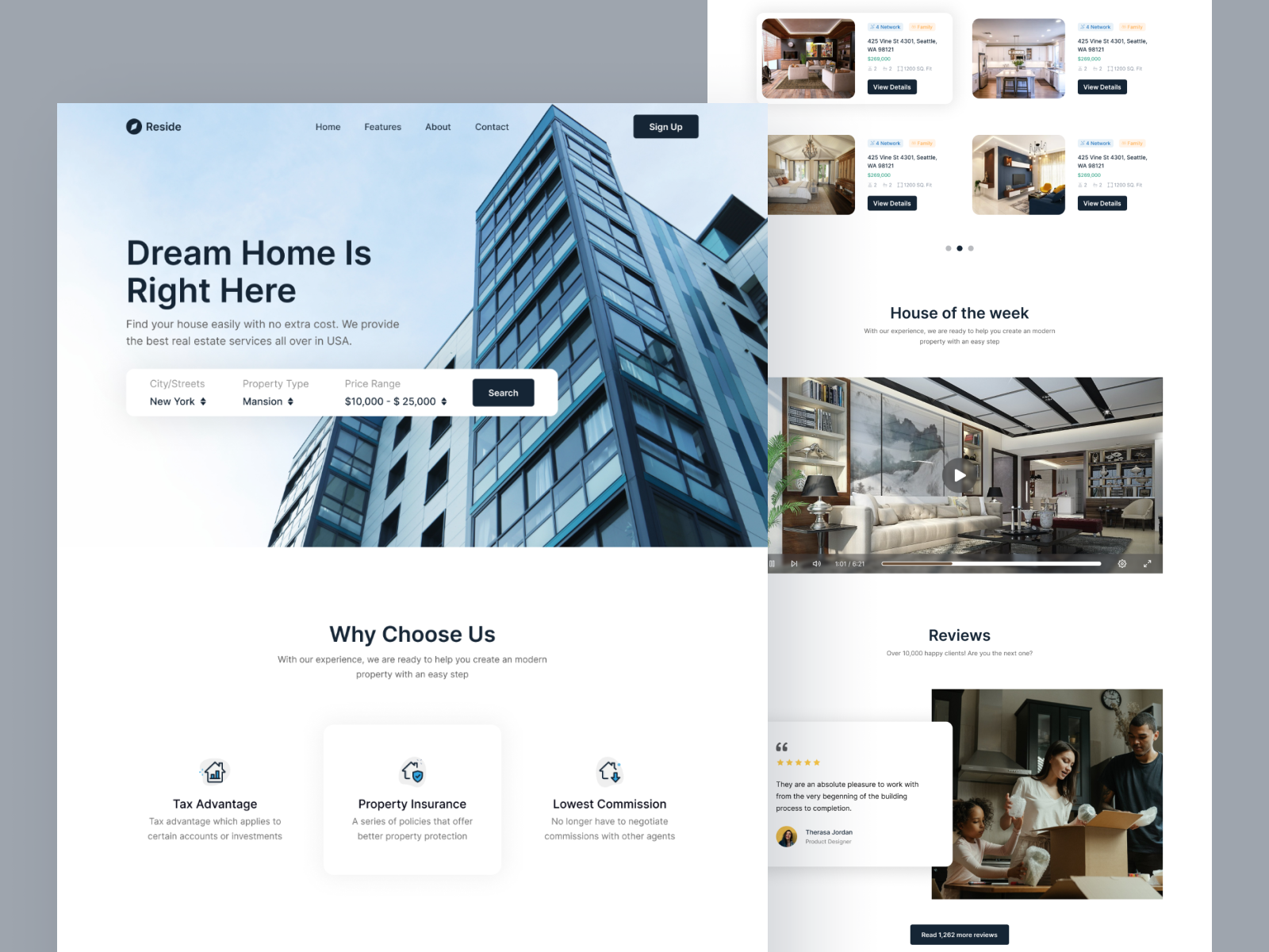 Reside - Real Estate Landing Page Design by Ayon Acharjee on Dribbble