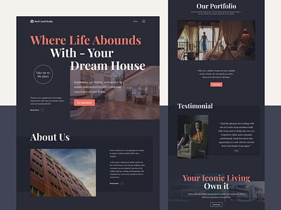 Real Estate Landing Page Concept - Red Coral Realty design figma home homepage house landing page real estate typography ui ui design ux ux design website website design