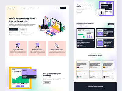 Montery - Fintech Landing Page bank banking credit card design figma finance fintech fintech landingpage gradient homepage illustration landingpage typography ui ui design uiux ux ux design web design website