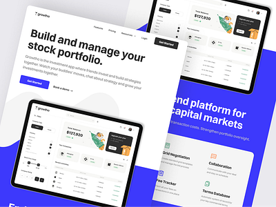 Growtho Investment App Landingpage (Hero) big type dashboard design figma finance fintech hero homepage investment landingpage landingpage design mockup typography ui ui design uiux ux ux design web design website