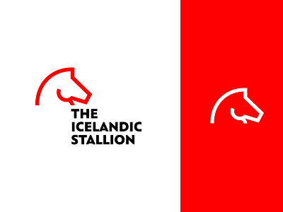 The Icelandic Stallion horse line logo mark monogram red riding simple